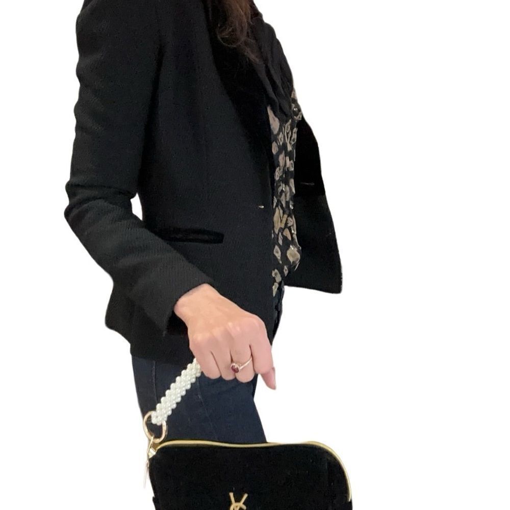 YSL makeup black velvet golden logo evening bag - Picture 7 of 8